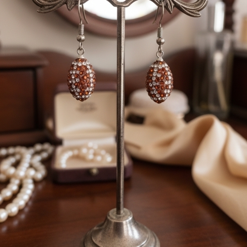Chic Brown Crystal Drop Earrings